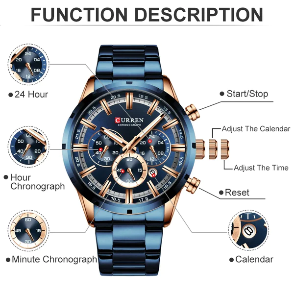 FULL STEEL WATERPROOF CHRONOGRAPH WRISTWATCH